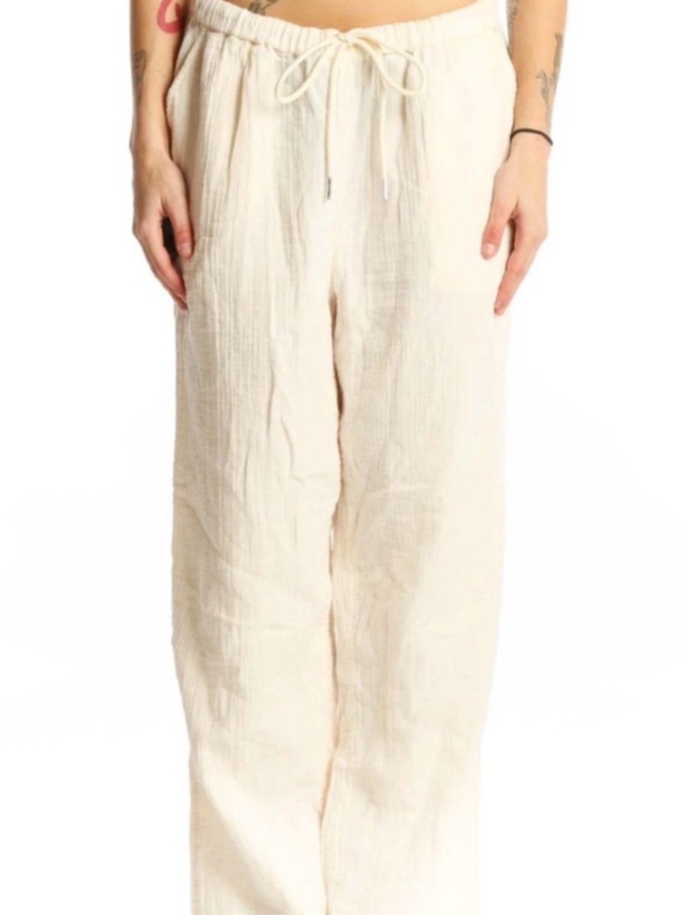 Quince Cream Drawstring Waist Pants